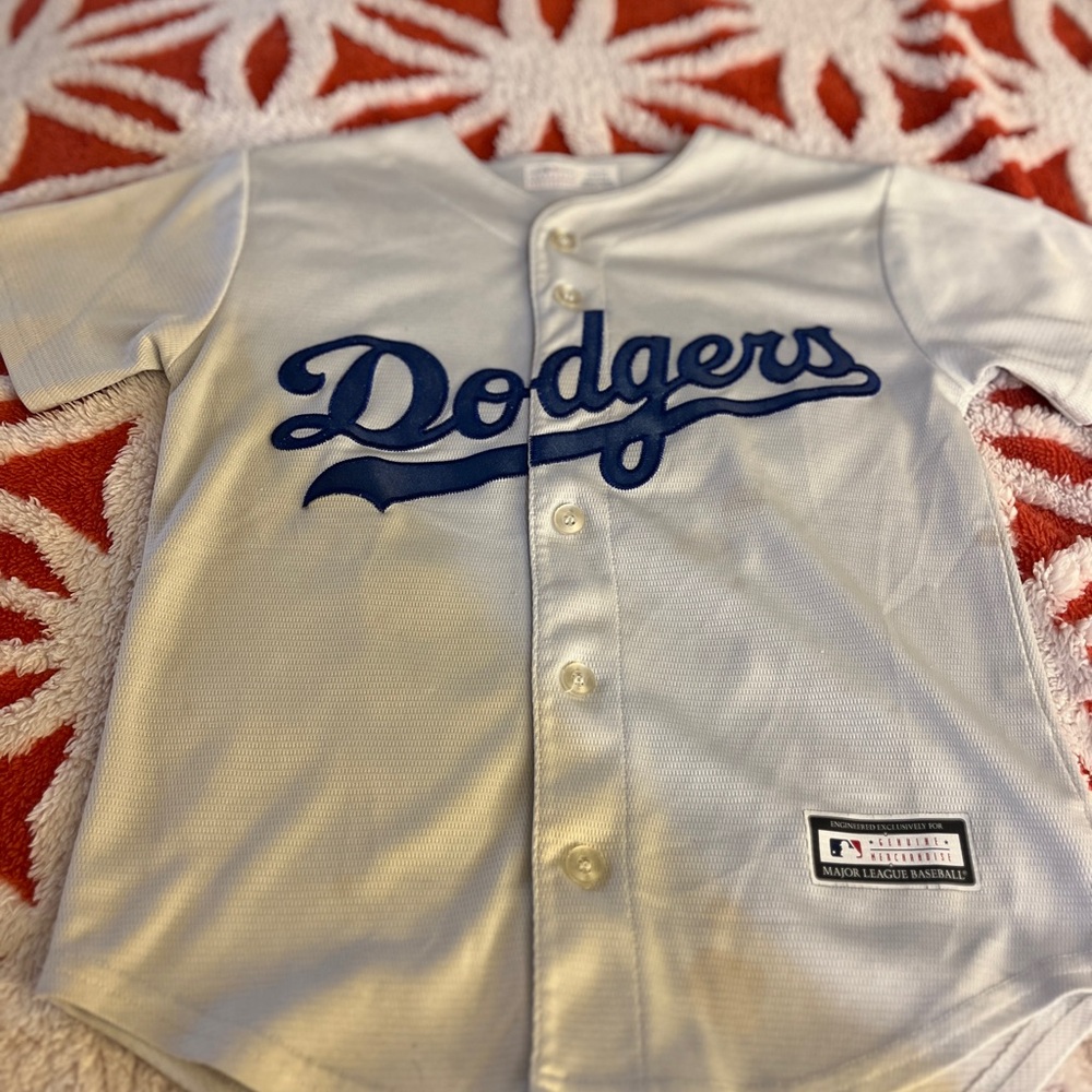 MLB Dodgers Kids Jersey - White and Blue
